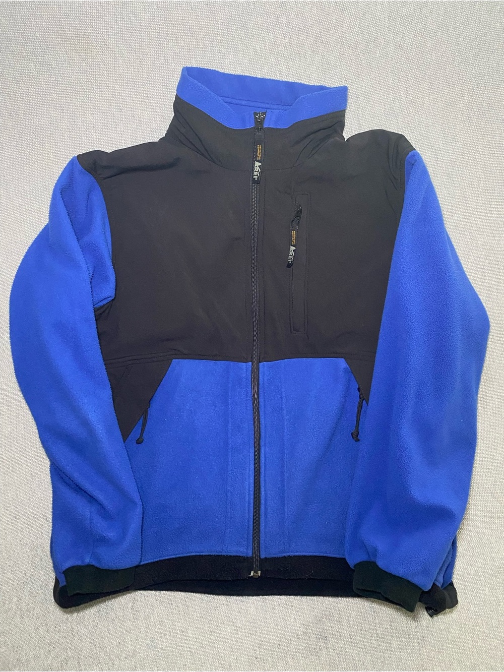 Vintage 90s REI Blue Black Fleece Jacket Women Large